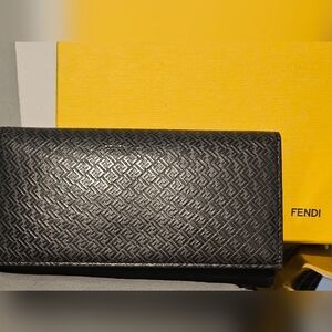 AUTHENTIC Long all leather FF monogram Long wallet